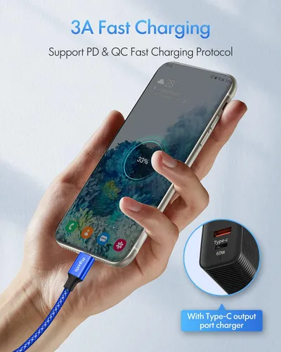 Miniatura 3 de etguuds Cable USB C a USB C de 3 pies, paquete de 2 cables USBC a USBC de 60 W, cable de carga tipo C a C, carga rápida para iPhone 17, 16, 15 Pro