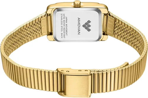 Miniatura 3 de Relojes dorados para mujer, pulsera pequeña, delicada caja rectangular, reloj de pulsera vintage, reloj de pulsera de cuarzo para mujer, para el día