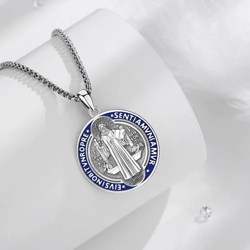 Miniatura 87 de CELESTIA Medallas de plata de ley 925 San Miguel/San Cristóbal/San Benito/San Gabriel/Virgen María/Jesús/Caravaca/Metatrón/Sello de los Siete