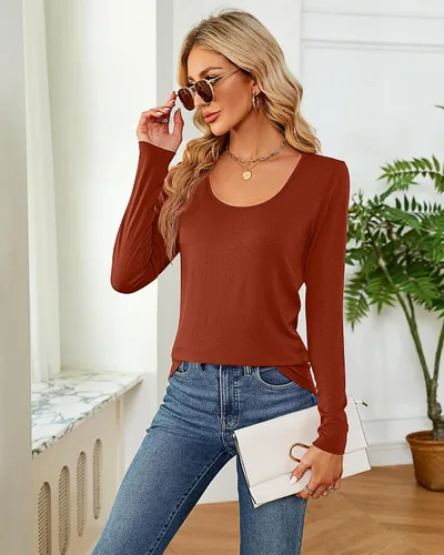 Miniatura 6 de Riyiper 2 piezas de camisetas para mujer con cuello redondo, camiseta básica casual para mujer