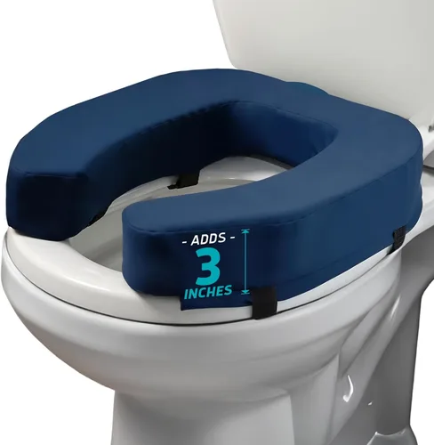 Miniatura 9 de Lunderg Elevador acolchado para asiento de inodoro para personas mayores, añade 3 pulgadas. Ajuste universal. Cojín de asiento de inodoro elevado