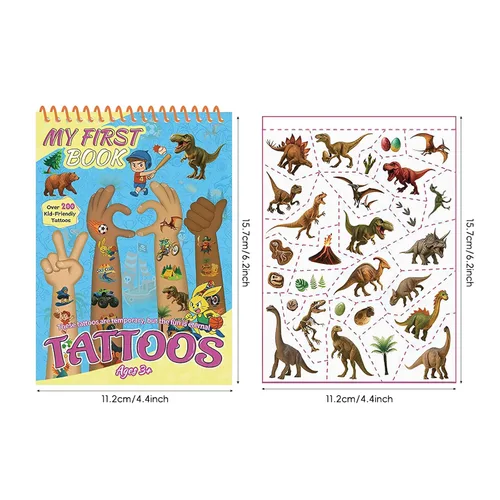 Miniatura 5 de 158 tatuajes temporales precortados para niños y niños, tatuajes falsos de aventura de dinosaurios y piratas, recuerdos de fiesta infantiles