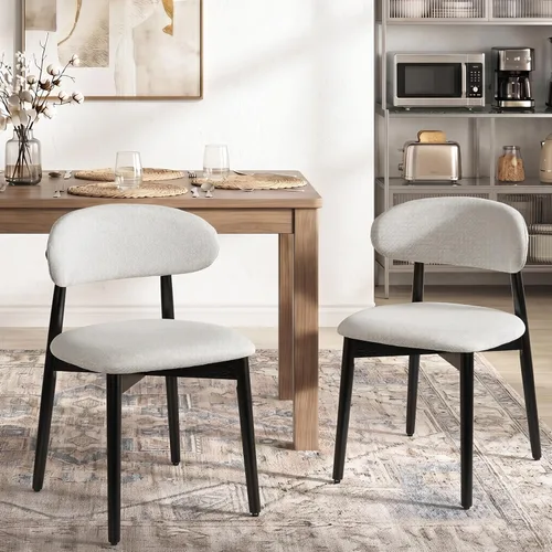 Miniatura 23 de Juego de 2 Sillas de Comedor de Madera Modernas Tapizadas en Tela, Sillas de Cocina de Mediados de Siglo Moderno, Sillas de Comedor de Granja