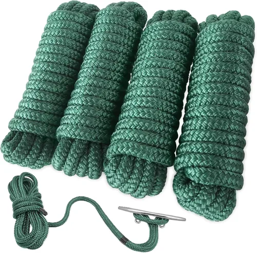 Miniatura 12 de AOLEBA Líneas de muelle de barco de 3/8 pulgadas x 15 pies para barcos, cuerda de nailon trenzado doble para barco, líneas de barco para Rojo