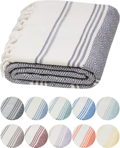 Miniatura 17 de DEMMEX Organic Diamond - Toalla turca de baño y playa 100% algodón turco certificado Oeko-TEX, ultra suave, de secado rápido, ligera, toalla
