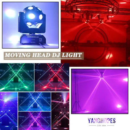 Miniatura 2 de Luz de Escenario de Cabeza Móvil RGBW 12LED Luces de Haz Giratorio Luces de Iluminación Ascendente de Escenario para Eventos Activada por Sonido