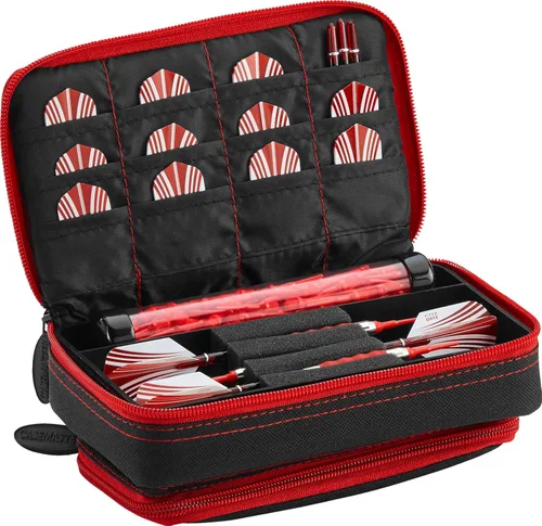 Miniatura 12 de Casemaster Plazma Plus, 3 dardos para dardos suaves y de acero con bolsillo frontal grande para dispositivos móviles, tubo de almacenamiento Negro