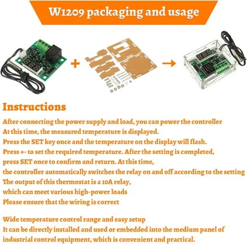 Miniatura 6 de W1209 12V DC Controlador de Temperatura Digital Tablero Micro Termostato Digital -58.0-230.0 °F Interruptor electrónico de control de temperatura