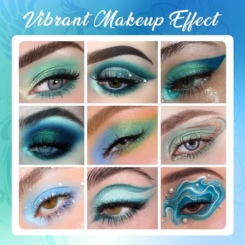 Miniatura 5 de UCANBE Paleta de sombras de ojos de 15 colores – Kit de maquillaje para ojos con brillo mate, purpurina metálica, tonos frescos en blanco, azul