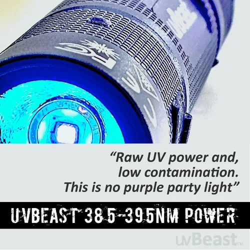 Miniatura 2 de uvBeast Nueva V3 MINI 385-395nm - Linterna UV de luz negra - Ultravioleta de baja contaminación - LED UV de 5 núcleos de grado profesional de alta