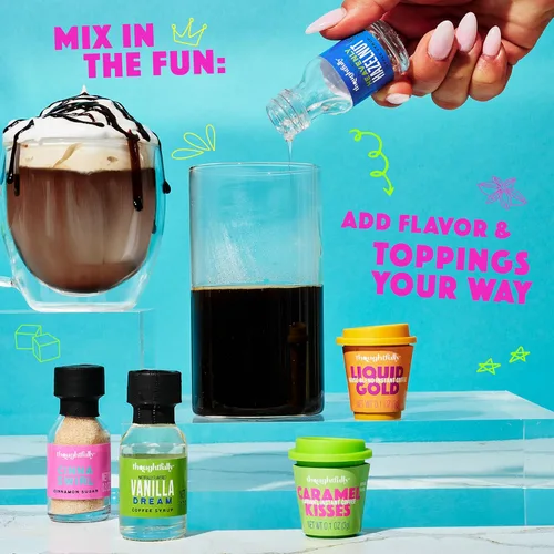 Miniatura 5 de Thoughtfully, Juego de regalo de barra de café helado, incluye café instantáneo, jarabes saborizados, cacao en polvo y azúcar de canela, estación