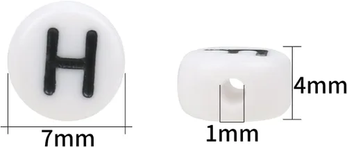 Miniatura 4 de 1200 piezas 4×7mm Cuentas de letras del alfabeto, cuentas acrílicas redondas negras y coloridas, para pulseras y hacer joyas