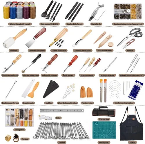 Miniatura 2 de Kit de herramientas de cuero profesional Tuykay de 456 piezas, herramientas y suministros de trabajo de cuero con delantal y bolsa