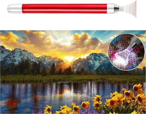 LGANHAPY Pintura de diamantes Dawn con punta iluminada | Kits de pintura de diamantes grandes 5D con accesorios para adultos | Pintura de diamantes