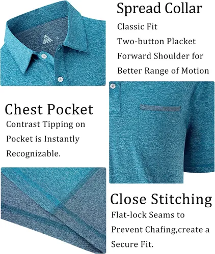 Miniatura 48 de V VALANCH Polo de golf de manga corta para hombre, estilo casual, con cuello que absorbe la humedad