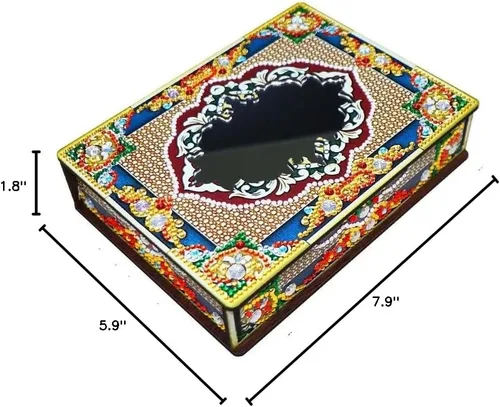 Miniatura 10 de HSTONY Caja decorativa de arte de diamantes DIY con kit de espejo, cajas de madera de pintura de diamantes, caja de almacenamiento de joyas para Set