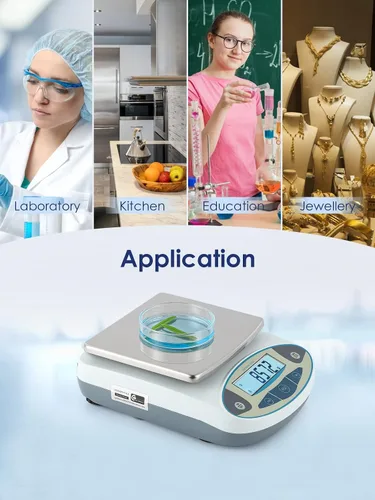 Miniatura 8 de CGOLDENWALL Báscula de laboratorio 500gX0.0.04 oz Balanza de laboratorio de alta precisión Balanza científica electrónica con peso de calibración