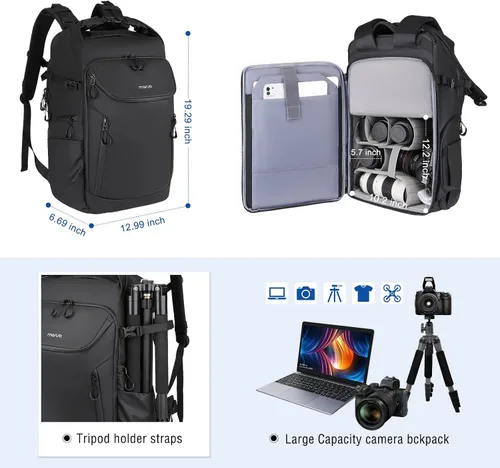Miniatura 4 de MOSISO Mochila impermeable para cámara, DSLR/SLR/SLR/sin espejo, mochila grande para fotografía con compartimento superior enrollable expandible