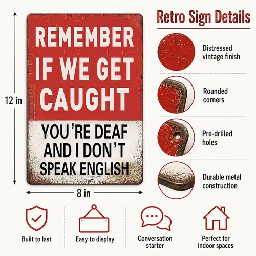 Miniatura 3 de Letrero de metal humorístico "Recuerda si nos atrapan" para hombres y niños, ideal para decoración de cueva de hombres, dormitorio y bar 30 * 20 cm