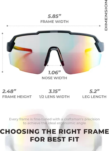 Miniatura 5 de V-SUP TR90 - Gafas de sol de ciclismo con protección UV400, ajustables y ultraligeras con estuche para correr y uso al aire libre Blakc+rojo(4331)