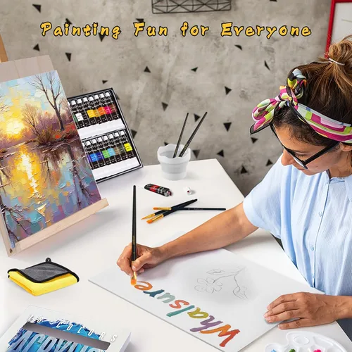 Miniatura 3 de Juego de Pintura Whalsure, Juego de Pintura Acrílica para Niños y Adultos - Suministros de Pintura con 18 Pinturas Acrílicas, 8 Pinceles de Pintura