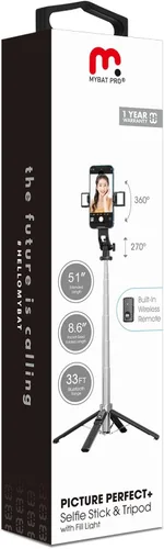 Miniatura 9 de MYBAT PRO - Trípode para selfie stick con control remoto, 4 en 1 extensible portátil Bluetooth Selfie Stick con luces y trípode para teléfono