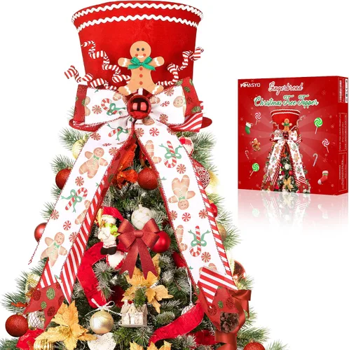 Miniatura 8 de HMASYO Decoración para árbol de Navidad de bastón de caramelo, sombrero rojo de terciopelo con lazos de menta de caramelo, adorno de cinta