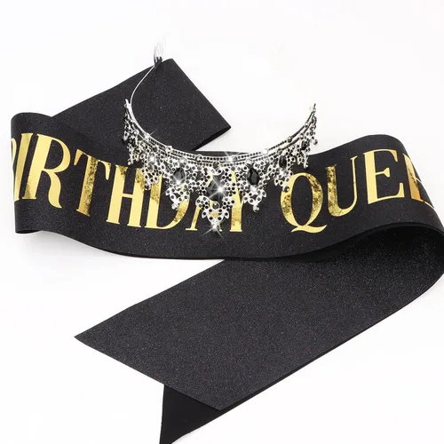 Miniatura 7 de CAVETEE Tiara y banda de cumpleaños barroca, Negro2, Talla única