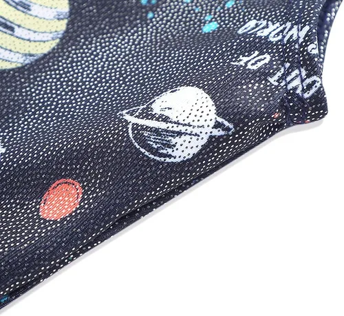 Miniatura 105 de HOZIY - Leotardos de gimnasia con pantalones cortos brillantes para niñas pequeñas; estampados de unicornio, aurora, arco iris, sirena, dinosaurio