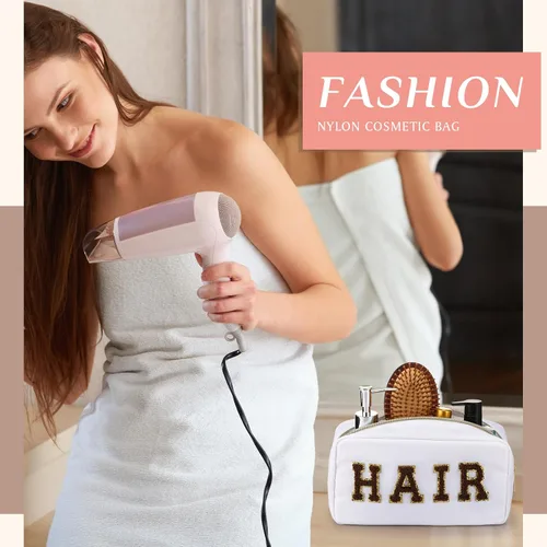 Miniatura 7 de Remerry 4 piezas de bolsas de cosméticos de nailon impermeables, organizador de maquillaje espacioso para viajes para mujeres, bolsa de chenilla