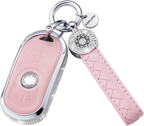 Miniatura 9 de Funda para Llave Honda con Llavero, Carcasa Protectora de Cuero Genuino Rosa con Cristales Compatible con Honda Accord Civic CRV Pilot Odyssey 2022