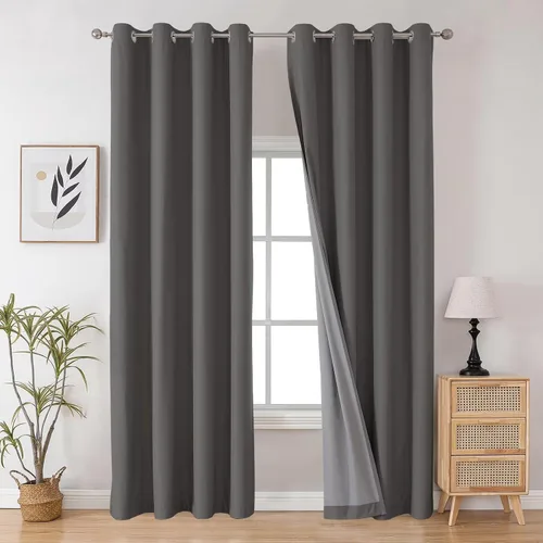Miniatura 35 de Joydeco - Juego de 2 paneles de cortinas opacas de 63 pulgadas, 2 cortinas largas con aislamiento térmico burg, cortinas de oscurecimiento