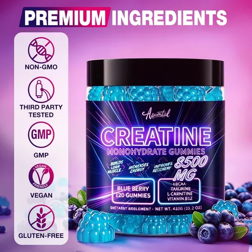 Miniatura 7 de Gomitas de monohidrato de creatina complejo de 8500 mg para hombres y mujeres, suplemento de monohidrato de creatina para el crecimiento muscular