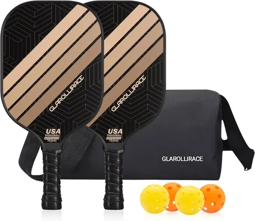 Juego de 2 palas de pickleball | 4 raquetas de pickleball, juego de pickleball aprobado por USAPA, superficie de fibra de vidrio | fibra de carbono