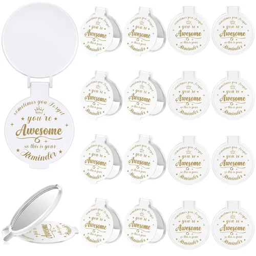 Miniatura 20 de 18 piezas de espejo compacto inspirador de 2.76 pulgadas a granel para mujeres, pequeños regalos de graduación, día de la madre, fiesta, bolso, Negro