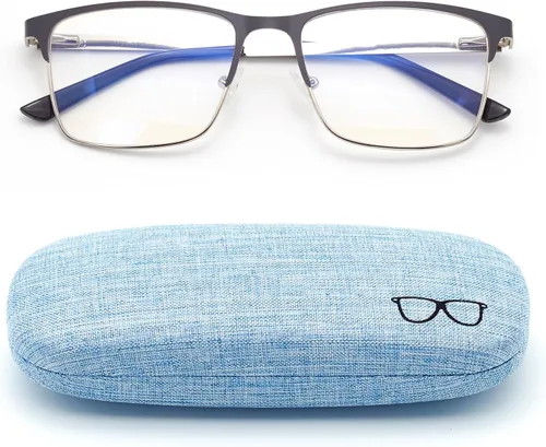 Miniatura 8 de Gafas de miopía para distancia con estuche rígido, bisagra de resorte, lentes de luz azul, no lentes de lectura