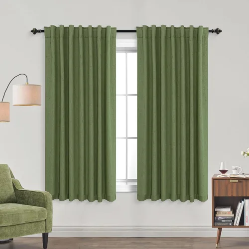 Miniatura 119 de KOUFALL - Cortinas de medio estilo francés de lino para ventana, juego de 2 cortinas cortas de 40 pulgadas de longitud, para privacidad, cortinas