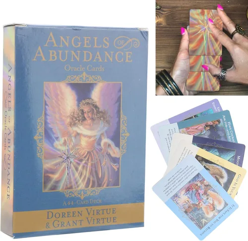 Miniatura 8 de bouti1583 Angels of Abundance Oracle Cards 44 cartas, exquisitas cartas de tarot ligeras de tamaño pequeño, seguras y ecológicas, fáciles