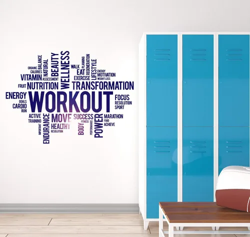 Miniatura 2 de Vinilo adhesivo de pared para entrenamiento, bienestar, gimnasio, gimnasio, gimnasio, gimnasio, deporte, palabras motivacionales, decoración grande
