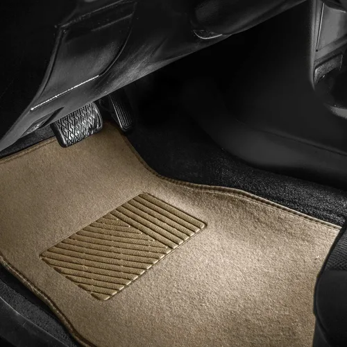 Miniatura 2 de FH Group Alfombrillas de coche – Ajuste universal combo de funda de asiento de coche pequeño, alfombrillas de piso beige protector de alfombra