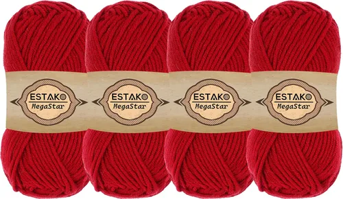 Miniatura 61 de Estako Megastar, 3.52 Oz (100g) de hilo de acrílico 75% y lana 25%, suave, peso grueso voluminoso #5 para crochet y tejer 120 yardas (110m)