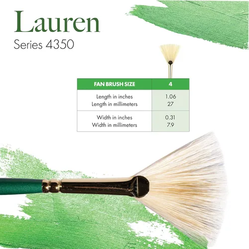 Miniatura 5 de Princeton Artist Brush Co. Lauren Series 4350 - Ventilador de mango corto tamaño 4 - Pincel sintético dorado individual para acuarela y pintura