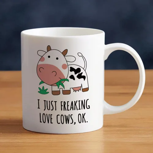 Miniatura 2 de Taza de café de cerámica con estampado de vaca Kawaii para mujeres, mamá o hija