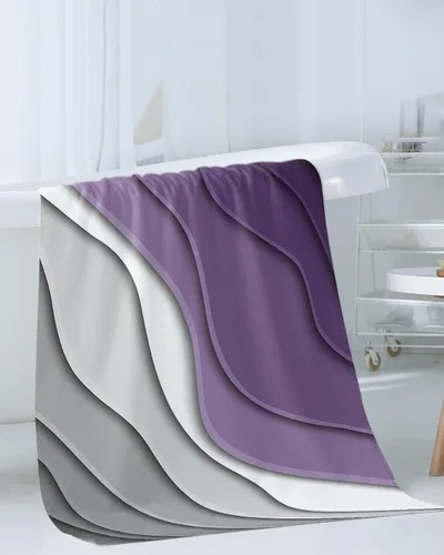Miniatura 3 de Juego de toallas de baño de 3 piezas, color morado y gris, juego de toallas de baño suaves para baño, toallas de baño absorbentes