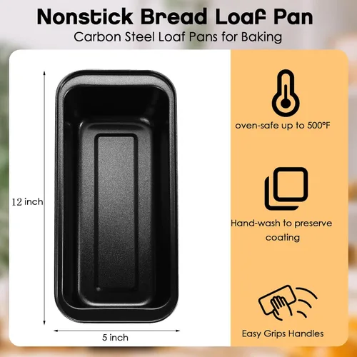Miniatura 2 de Sliner 6 moldes para pan, 12 x 5 pulgadas de largo, antiadherente, de acero inoxidable, rectangular, para tartas, pan, pan, para pasteles de carne