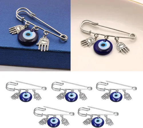 Miniatura 5 de 5 pines de mal de ojo, broche de hierro y aleación, diseño único de buena suerte, pines de seguridad para hombres, mujeres, fiestas en casa, citas
