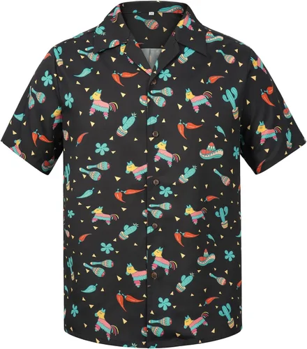 Miniatura 42 de Camisa hawaiana para hombre, con estampado floral, cómoda, con botones, casual, manga corta, ropa de playa para hombre