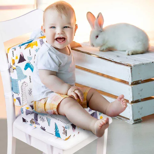 Miniatura 7 de gxtvo Asiento elevador para mesa de comedor, cojín creciente para bebés y niños, correa gruesa lavable para silla de asiento, portátil, desmontable