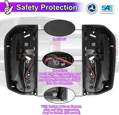 Miniatura 6 de Nixon Offroad Luces traseras para Toyota Tundra 2014-2021, luces traseras LED, reemplazo de montaje de 1 par