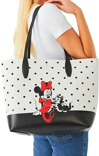 Miniatura 2 de Kate Spade x Disney Minnie Mouse - Bolso grande reversible de cuero (blanco multicolor), Blanco Multi
